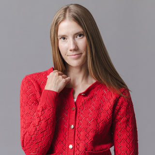 WOMENS Red Diamond Organic Pointelle Cardigan