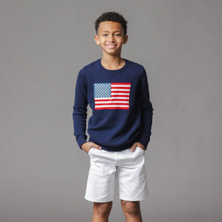 BOYS Navy Flag Organic Crew Neck Flag Sweater