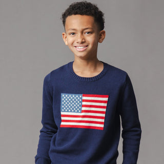 BOYS Navy Flag Organic Crew Neck Flag Sweater
