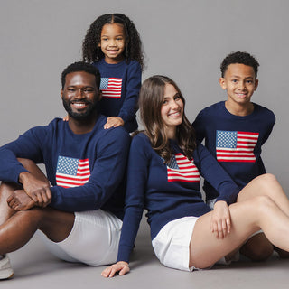 BOYS Navy Flag Organic Crew Neck Flag Sweater