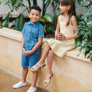 BOYS Stone Blue Organic French Terry Pull-On Short