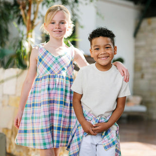 BOYS Oatmeal Heather Organic Short Sleeve Henley Tee
