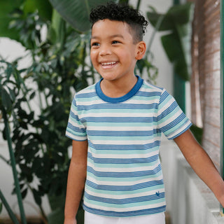 BOYS Tidal Stripe Organic Short Sleeve Henley Tee