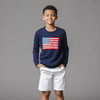 BOYS Navy Flag Organic Crew Neck Flag Sweater