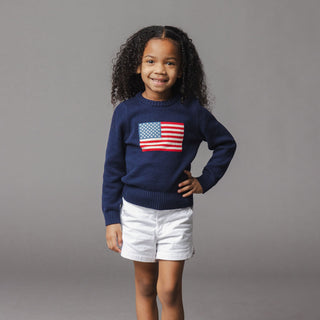 GIRLS Navy Flag Organic Crew Neck Flag Sweater