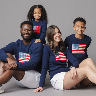 GIRLS Navy Flag Organic Crew Neck Flag Sweater