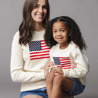 GIRLS Ivory Flag Organic Crew Neck Flag Sweater