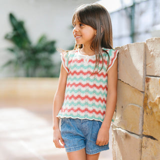 GIRLS Tidal Wiggle Organic Flutter Sleeve Sweater Top