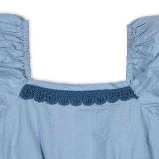 GIRLS Bluebell Organic Puff Sleeve Seersucker Romper
