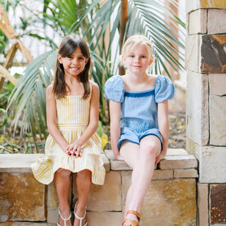 GIRLS Bluebell Organic Puff Sleeve Seersucker Romper