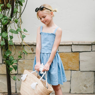 GIRLS Bluebell Organic Ruffle Edge Seersucker Dress
