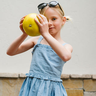 GIRLS Bluebell Organic Ruffle Edge Seersucker Dress