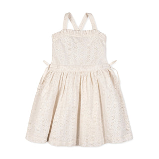 GIRLS Natural Eyelet Organic Ruffle Edge Eyelet Dress