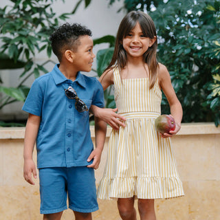 GIRLS Sunny Stripe Organic Knit Tank Sundress with Flounce