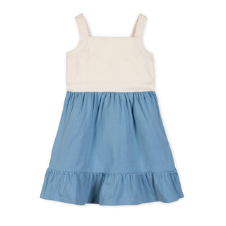 GIRLS Bluebell and Natural Organic Knit Tank Sundress with Flounce