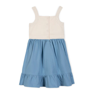 GIRLS Bluebell and Natural Organic Knit Tank Sundress with Flounce