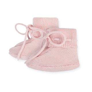 LAYETTE Pale Pink Organic Sweater Bonnet and Bootie Set