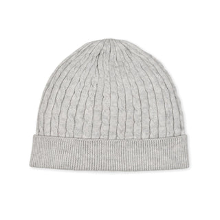 LAYETTE Light Gray Heather Cable Organic Sweater Beanie and Bootie Set
