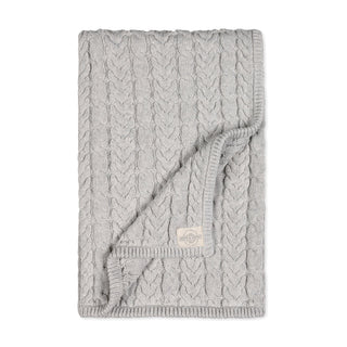 LAYETTE Light Gray Heather Cable Organic Cable Knit Blanket