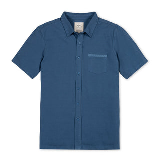 MENS Stone Blue Organic Pique Short Sleeve Shirt