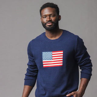 MENS Navy Flag Organic Crew Neck Flag Sweater