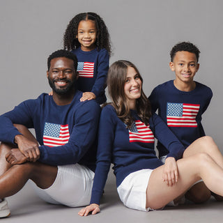 MENS Navy Flag Organic Crew Neck Flag Sweater