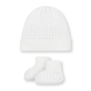 LAYETTE Snow White Organic Cable Knit 5-Piece Boxed Gift Set