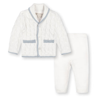 LAYETTE Snow White Organic Cardigan, Legging, and Blanket 3-Piece Boxed Gift Set