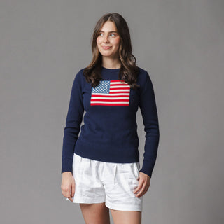 WOMENS Navy Flag Organic Crew Neck Flag Sweater
