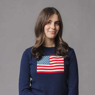 WOMENS Navy Flag Organic Crew Neck Flag Sweater