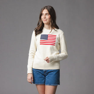 WOMENS Ivory Flag Organic Crew Neck Flag Sweater