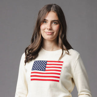 WOMENS Ivory Flag Organic Crew Neck Flag Sweater