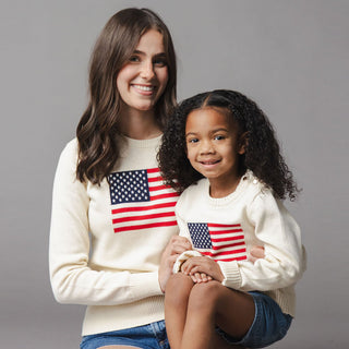 WOMENS Ivory Flag Organic Crew Neck Flag Sweater