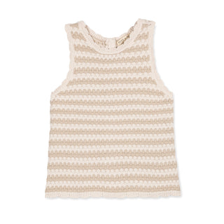 WOMENS Natural Stripe Organic Button Back Sweater Tank