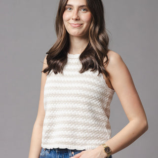 WOMENS Natural Stripe Organic Button Back Sweater Tank