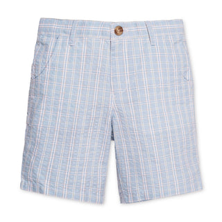 BOYS Blue Chateau Check Organic Seersucker Short