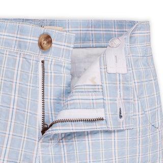 BOYS Blue Chateau Check Organic Seersucker Short