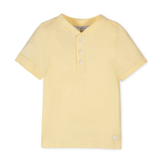 BOYS Pale Yellow Organic Short Sleeve Henley Tee