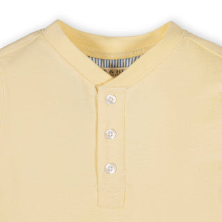 BOYS Pale Yellow Organic Short Sleeve Henley Tee