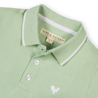 BOYS Soft Green Organic Pique Polo