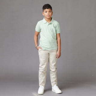 BOYS Soft Green Organic Pique Polo