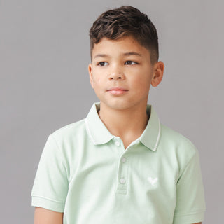 BOYS Soft Green Organic Pique Polo