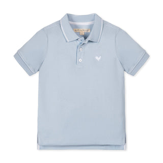 BOYS Pale Blue Organic Pique Polo