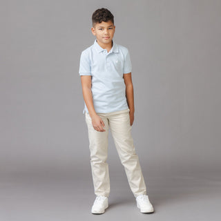BOYS Pale Blue Organic Pique Polo