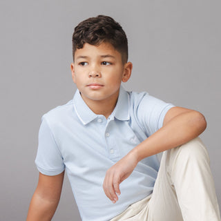 BOYS Pale Blue Organic Pique Polo
