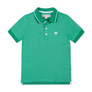 BOYS Kelly Green Organic Pique Polo