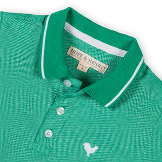 BOYS Kelly Green Organic Pique Polo