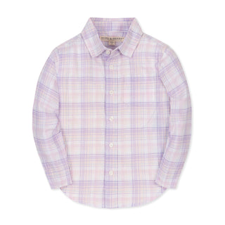 BOYS Monet Plaid Linen Button Down Shirt