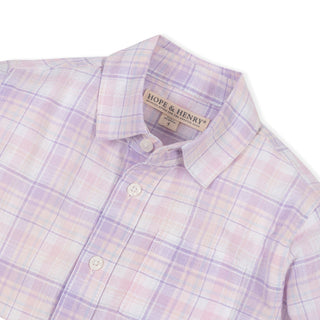BOYS Monet Plaid Linen Button Down Shirt