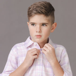 BOYS Monet Plaid Linen Button Down Shirt